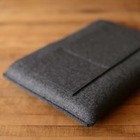 Étui de protection pour tablette en feutre de laine mince avec logo personnalisé, accessoire de sac d'affaires avec clip et pochette promotionnelle pour tablette
