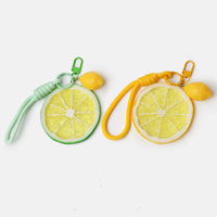 Gantungan Kunci Irisan Buah Citrus Realistis dengan Tali Pergelangan Tangan, Simulasi Jeruk Lemon Lime Resin, Liontin Grosir, Aksesoris Tas