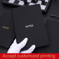 Carnet de notes A5 en cuir PU noir souple, personnalisable avec logo, planificateur d'affaires minimaliste, avec pendentif métallique, cadeau, vente en gros 2026