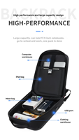Sac à dos pour ordinateur portable de jeu, coque rigide élégante avec port USB, sac de voyage professionnel imperméable, compatible avec les ordinateurs portables de 15,6 pouces