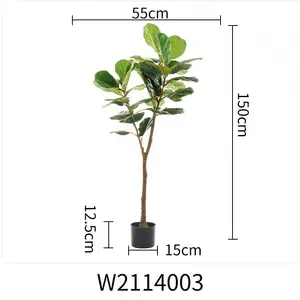 2021 Factory Wholesale Bonsai Tree Plastic Ficus Lyrata Fig Fiddle Leaf Artificial Plant