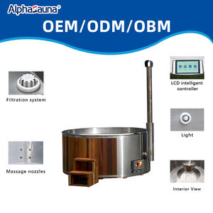 Style de conception industrielle chinoise extérieur cèdre bois massif sauna bain à remous Spa revêtement en acier inoxydable pour 2-5 personnes de trempage - Product Image 5