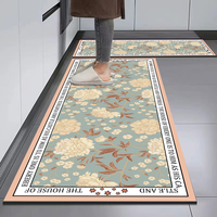 Tapis d'entrée antidérapant, absorbant l'eau, à motif floral, imprimé sur mesure, séchage rapide, lavable, en caoutchouc, ensemble de tapis de sol