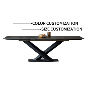 Table à manger moderne extensible en pierre frittée ensemble de 6 chaises table à manger de luxe ensemble de 6 places Foshan meubles d'usine en pin recyclé - Product Image 6