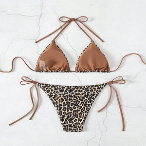 RUIQUWIN venta al por mayor verano Sexy estampado de leopardo Bikini Set String Bikinis señoras secado rápido ropa de playa Bikini personalizado - Product Image 3