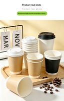 Gobelets en papier kraft jetables personnalisables à paroi simple ou double pour boissons chaudes/froides, avec couvercles pour thé au lait à emporter
