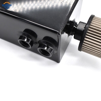 Lata de captura de aceite de aluminio Universal, con filtro de ventilación, grifo de drenaje, tanque de captura de aceite de 2L con volantes