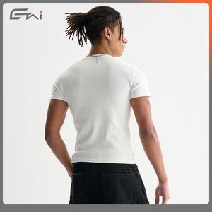 Camiseta sin Mangas de Punto Acanalado para Hombre, Ajustada, con Logotipo Personalizado, Estampado, de Algodón, de Secado Rápido, Lisa, en Blanco - Product Image 6