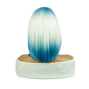 วิกผมบ๊อบสำหรับผู้หญิง - <span class=keywords><strong>ผม</strong></span><span class=keywords><strong>สั้น</strong></span>ตรงมีหน้าม้า วิกผมสังเคราะห์สีฟ้าไล่ระดับ สไตล์ยุโรปและอเมริกา - Product Image 2