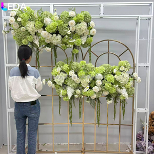 LEDA Customized Events Parties Valentine's Day Green <b>Hydrangea</b> <b>Flower</b> Runner Handmade <b>Artificial</b> <b>Flower</b> Row for Wedding - Product Image 2