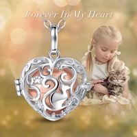 Collier en cuivre plaqué argent pour femme, anneau à mémoire de forme, en forme de cœur, chat urn, pour les ceintures