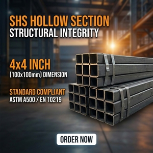 Tube carré en acier galvanisé ASTM A500 4x4 pouces (100x100mm) SHS, profil creux pour poteaux de clôture et applications de construction extérieure - Product Image 1