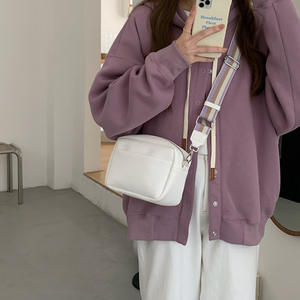 Women's Mini Crossbody <b>Bag</b> Solid Color Pu Horizontal Square Zipper Closure Everyday Use <b>Small</b> Shoulder <b>Bag</b> Apricot <b>White</b> Pink - Product Image 3