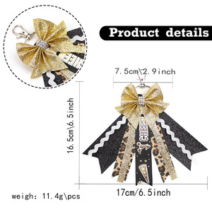 Porte-clés nœud sportif scintillant avec centre en strass, breloque de sac nœud de cheerleading pour les fans de football, basketball, soccer, <span class=keywords><strong>volley</strong></span>-ball - Product Image 5