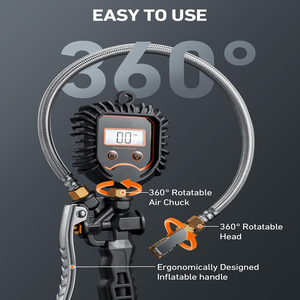 Heavy-Duty Digital 250PSI Stainless <b>Braided</b> Hose Air Chuck Compressor With ABS <b>Accessories</b> YHHDDTG003 YHHD - Product Image 1