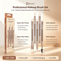 Ensemble de pinceaux de maquillage professionnels 2 en 1 à double tête, pour les yeux, avec logo personnalisé, manche en bois, vente en gros directe d'usine, OEM ODM