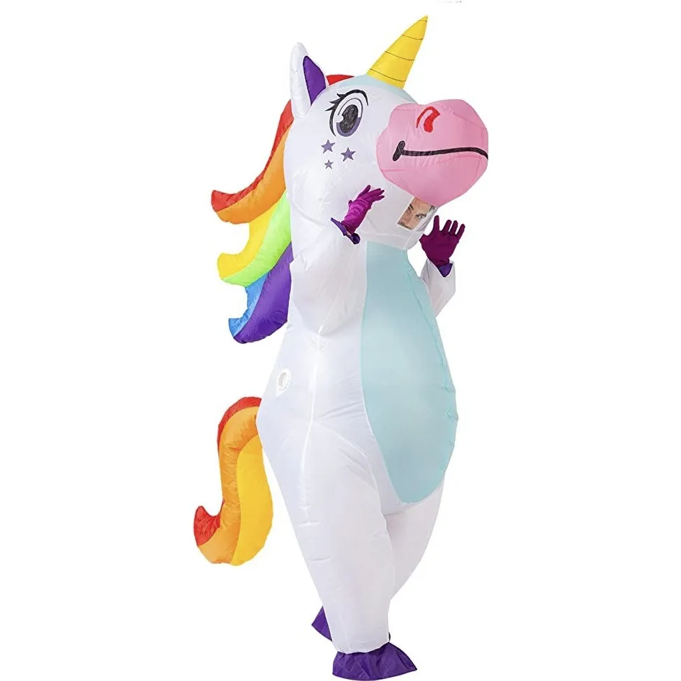 Inflat disfraz unicornio licorne dessin animé fête de vacances costume gonflable jouet animal costume gros costume costumes de mascotte pour adultes