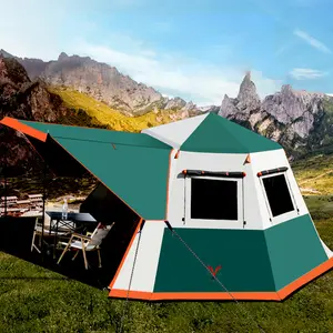 Portable Folding Canopy Tent Automatic Pop Up Glamping Tent 3-4 People Clamping Big Family Tent House Waterproof