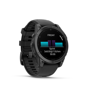 Reloj Inteligente Garmin de 8 47 mm con Cristal de Zafiro, Correa de Goma Gris Carbón/Negro/Gris Guijarro, Correa Elástica Transpirable con Gancho - Product Image 1