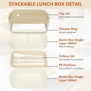 Design Dual-Tier BPA Free Eco-Friendly Plastic Food Grade Microwavable Stackable Leak-Proof Heatable Lunch <b>Box</b> Set - Product Image 3
