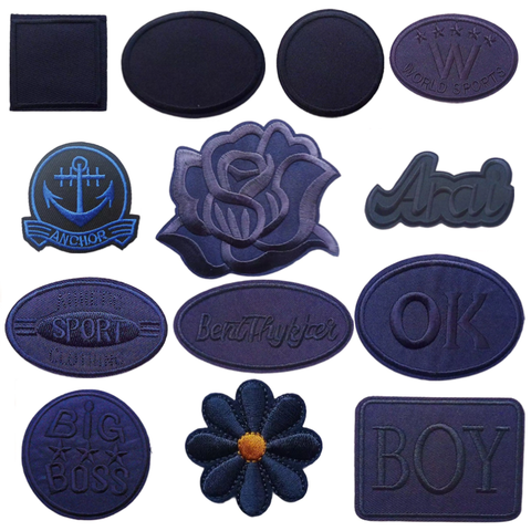 Versatile Navy Blue Patch Jacket Fabric Embroidered Patches 3D Hole Repair Decoration Sizes Large Small for Garment Decoration