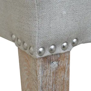 SG100 stile francese in legno massello di quercia tessuto in legno sedia da pranzo Beige con borchie in ottone