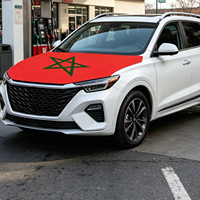 1 bannière de drapeau national marocain, housse de capot de voiture, tissu élastique rectangulaire 115x160cm, protection pour la plupart des voitures