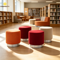 Fournisseur en gros de meubles publics modernes, pouf rond en tissu durable et coloré, banc de salon pour bibliothèque