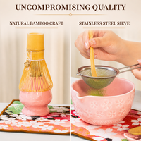 Ensemble de thé matcha à la fleur de cerisier de style japonais, bol en céramique, bec verseur, fouet chasen, support, boîte cadeau portable de qualité supérieure
