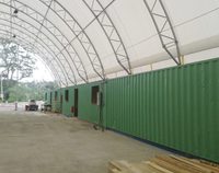 Abri de cheval d'auvent de conteneur résistant 40'x40'x11 40'x40 20'x40 vert abri de champ de retombées de conteneur de dôme de tissu d'expédition