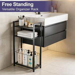 <span class=keywords><strong>Porte</strong></span>-papier toilette <span class=keywords><strong>sur</strong></span> <span class=keywords><strong>pied</strong></span> avec étagère, pieds réglables, support de <span class=keywords><strong>porte</strong></span>-papier toilette pour salle de bain, pour les espaces restreints - Product Image 4