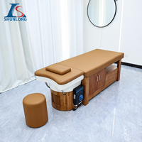 Prix d'usine Mobilier de salon moderne en bois Lavage des cheveux Tête de spa Water Therapy Lit avec shampoing thaï avec rangement