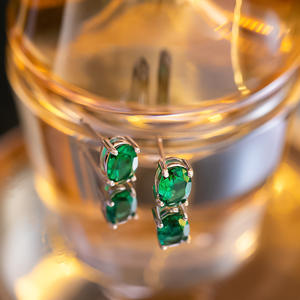 All Fashion 1 Carat Earrings Hydrothermal Grow Columbian Emeralds Certified Lab Grown Emerald <b>Green</b> <b>Jewelry</b> - Product Image 4