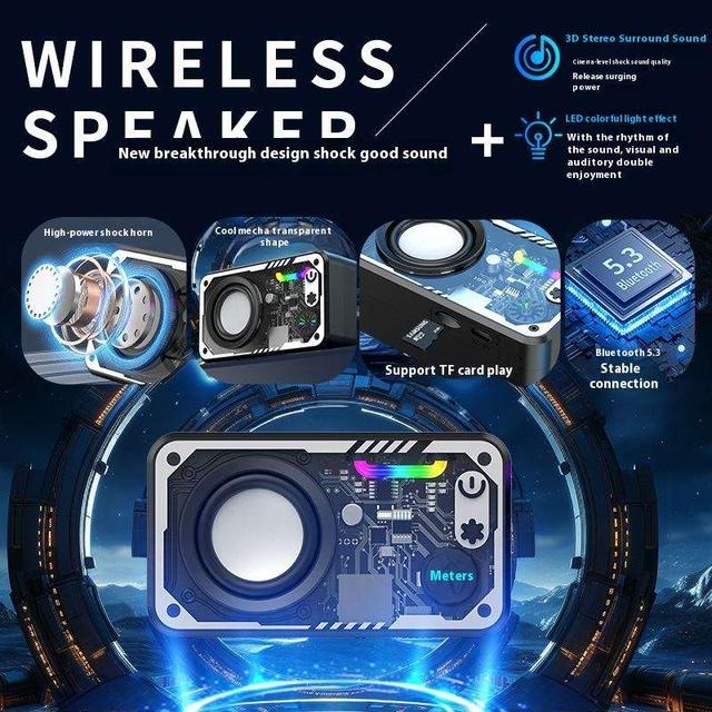 RGB LED Lighting Creative Ambience Sense Night Light Mini Smart BT Speaker for Home Outdoor Party & Computer Use