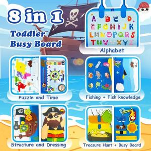 Nuevo Diseño 8 en 1: Tableros de Actividades de Fieltro Pirata Montessori para Niños Pequeños, Libro Sensorial de Fieltro para Educación Temprana - Product Image 3