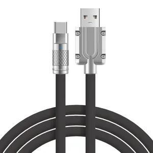 Универсальный цинковый сплав кабель для передачи данных для мобильных телефонов 120W USB-C быстрой зарядки кабель из мягкого ТПЭ Type-C силикагель зарядный кабель