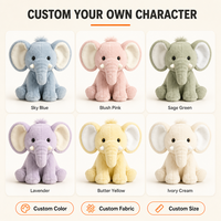 Éléphant en peluche côtelé avec oreilles tombantes et touffes, idéal pour les séances photo de nouveau-nés