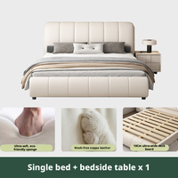 Lit double moderne et minimaliste pour chambre principale, avec rangement compact, cadre en bois, grand lit de luxe léger pour mariage