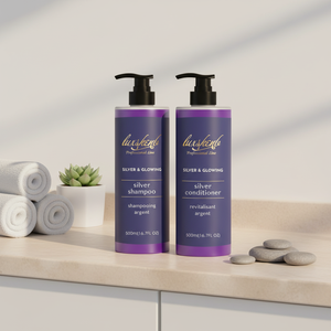 Shampooing et revitalisant violet sans sulfate, neutralise les tons cuivrés, revitalise les tons glacés pour cheveux cendrés/argentés/blonds, OEM ODM - Product Image 1