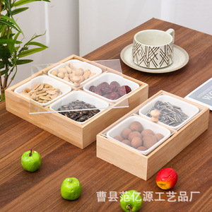 Wooden Nine Compartment <b>Tray</b> For Fruit Snacks Dessert Serving Hotel Coffee <b>Tea</b> Use - Product Image 4