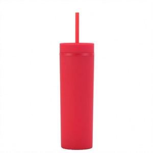 Vente en gros de gobelets à couvercle coulissant de 16oz en plastique gobelets en acrylique à double paroi maigres et brillants en vrac avec couvercle et paille - Product Image 4