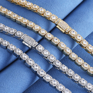 Custom Luxury Hip Hop Moissanite Tennis <b>Chain</b> Necklace 925 Sterling Silver <b>Iced</b> <b>Out</b> VVS Bling Pass Diamond Tester - Product Image 3