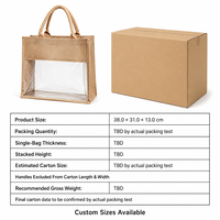 Sacs fourre-tout en toile de jute et coton, personnalisés avec logo, écologiques, portables, pour cadeaux de mariage, avec poignées en corde, transparents, vente en gros