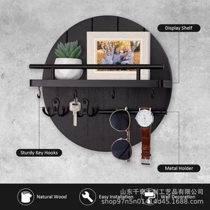 Support mural en bois pour clés et lunettes de soleil, support de rangement rond multi-usages pour l'organisation de la maison - Product Image 5