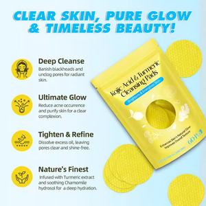 Almohadillas Limpiadoras Faciales de Ácido Kójico y Cúrcuma, 60 Unidades, Venta al por Mayor de Fábrica, Aptas para Todo Tipo de Piel - Product Image 3