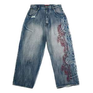 Custom Designer <b>Y2k</b> Jeans Baggy Embroidery Street-Style Wide Leg Jeans Hombre Retro Acid Washed Sun Faded High Waist Denim <b>Pants</b> - Product Image 3