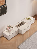 Meuble TV moderne minimaliste blanc réglable et extensible pour salon, usage domestique, meuble de rangement sur pied