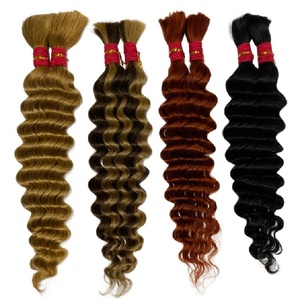 Extensiones de Cabello Humano Virgen Indio Ondulado Profundo sin Trama, a Granel, Precio Económico para Trenzas - Venta al por Mayor - Product Image 1