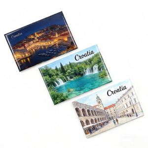 Cadeau touristique mondial Dubrovnik Split Plitvice Lakes Ville côtière Voyage panoramique Souvenir personnalisé de Croatie Aimant de réfrigérateur - Product Image 1