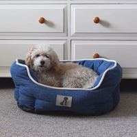Coussin réversible pour chien, double face, lin et peluche douce, tapis de couchage toutes saisons